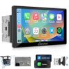 Carpuride Double Din Car Stereo with CarPlay and Android Auto Car Radio 9" HD Floating Touchscreen Car Audio Receivers with Bluetooth, EQ Subwoofer, Mirror Link, SWC, Backup Camera, AUX, AM/FM Radio view 1