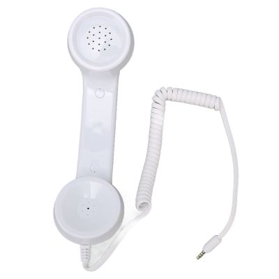 Retro Phone Handset, Handheld Cell Phone Receiver Multifunction Radiation Proof Vintage Landline Phones Headsets for Mobile Phones Computers (White)