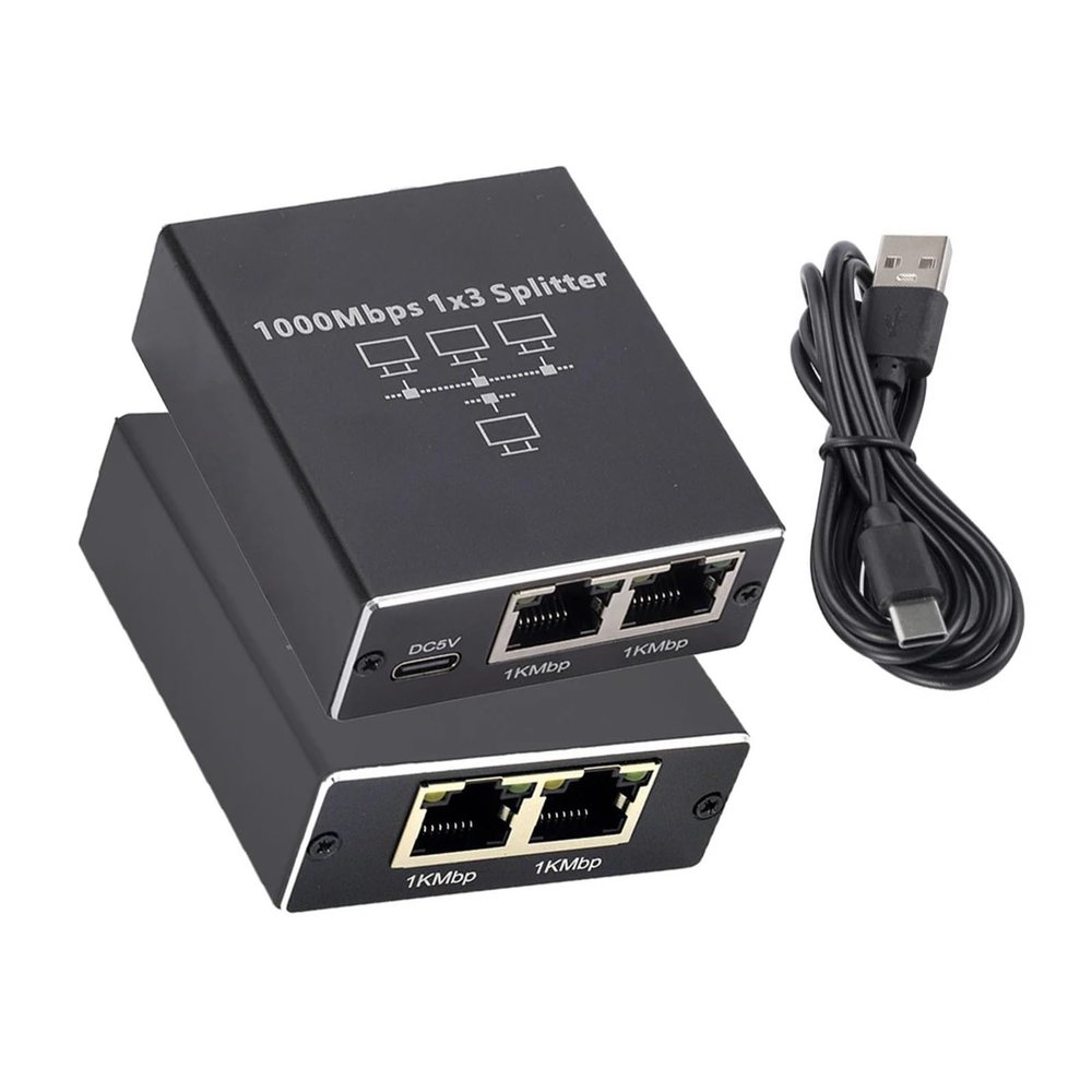 lowmountainswere 1000Mbps Ethernet Splitter RJ45 1X2 1X3 1X4 LAN Network Extender Adapter Compatible with The PC Computer Router Switch Works at The Same Time(1 to 3)