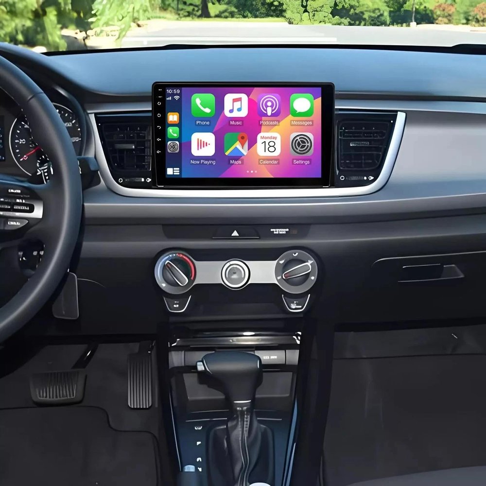 Car Stereo for Kia Rio 2018-2023 MK4 YB/SC Low End with CarPlay &Android Auto 9 inch Android 14 Double Din HD Touch Screen Multimedia Player with GPS Navi WiFi SWC FM Mirror Link Split Screen(2+32G)