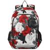 ALAZA School backpacks for girls boys White and Red Rose Backpack Students Bookbag for school bag Womens Casual Daypack College Bookbag view 1