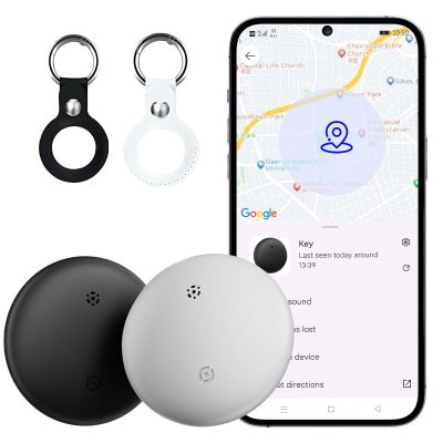 Bluetooth Tracker for Android, Google Certified Key Finder/Luggage Tracker/Item Locator Compatible with Google Find My Device App, Smart Tracking Tag for Keys, Suitcase, Backpack, Wallet(Black+White)