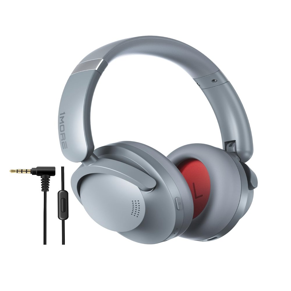 1MORE SonoFlow Pro HQ51 Wireless Over-Ear Headphones, Reduce Noise by Up to 45dB, Hi-Res Audio, 100H Playtime, App Control, Bluetooth 5.4, AI Clear Calls, Ultra-Light Comfort for Travel Office, Silver