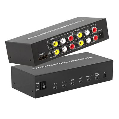 RCA to HDMI Converter 4 AV (Red Yellow White) in to HDMI Out Adapter, Composite Audio Video RCA Adapter to HDMI1080P/720P, w/Power, for Wii/TV/PC/ PS3/ STB/Xbox VHS/VCR/N64/SNES/DVD Player