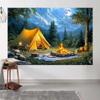 20 x 10 ft Camping Backdrop Forest Night Scene Campfire Tent Photography Background Party Decoration for Camping Theme Party Birthday Party Baby Shower Background Banner view 4