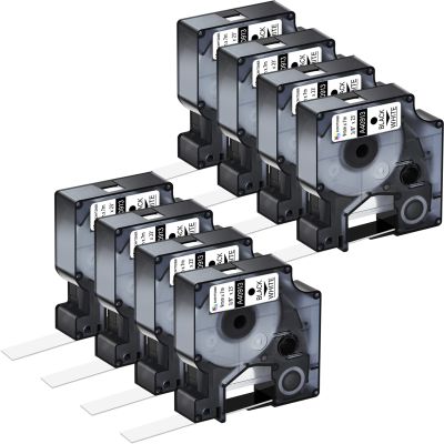 KCMYTONER 8 Pack Compatible for Dymo D1 40913 S0720680 Label Maker Tape Black on White 3/8 Inch x 23 Ft Label Tape for LabelManager 100 110 120P 150 160