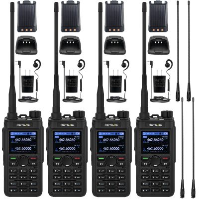 Retevis C2 Two Way Radios Long Range,Group Call,Noise Reduction,GMRS Radio, First Responder,USB-C,with 15.4in SMA Female Antenna(4Pack)