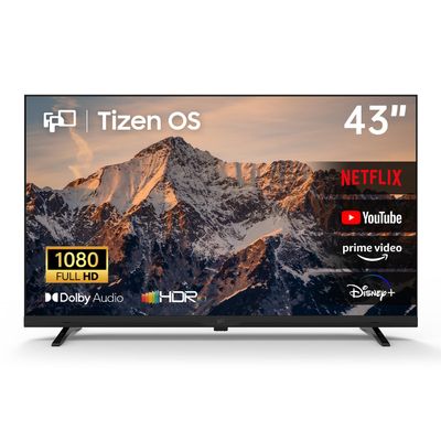 FPD Smart TV 43 Inch, 1080p FHD Television Powered by Tizen OS Compatible with Samsung TV Plus, Dolby Audio, HDR 10, SmartThings, Miracast, Gaming Hub, Voice Control Flat Screen TV (AT43-P1)