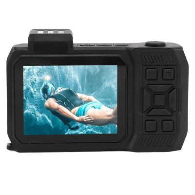 65MP 4K Dual Screen Camera Autofocus 2500mAh for Snorkeling Diving Beach Activities (Black)