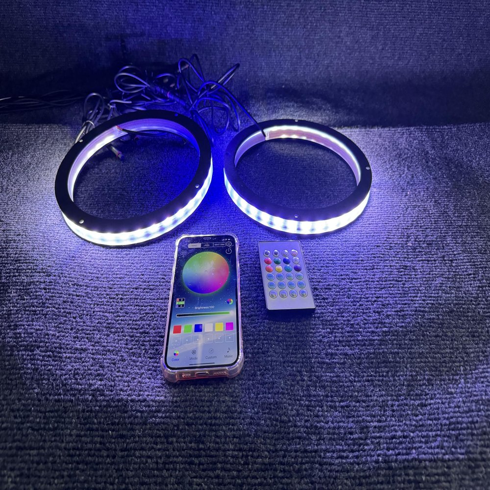 2PCS High - Quality 8" LED Speaker Rings - Immersive Audio - Visual Fusion, Dazzling Dream Color Chasing, Precise Music - Sync, Universal Fit for Cars/Trucks/Sandtoys - Ultra - Easy Install