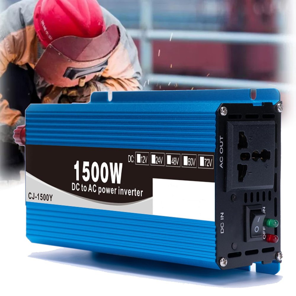 1500W Pure Sine Wave Inverter -12V/24/V/48V/60V T- 120V AC Converter with USB LCD Display Screen, Suitable for Use During Vacations, Business Trips(Size:12V to 120V)