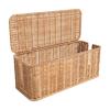 cdar Rattan Cable Management Box Handwoven Cord Organizer Basket with 2 Slots Power Cords Hidden Box Khaki view 1