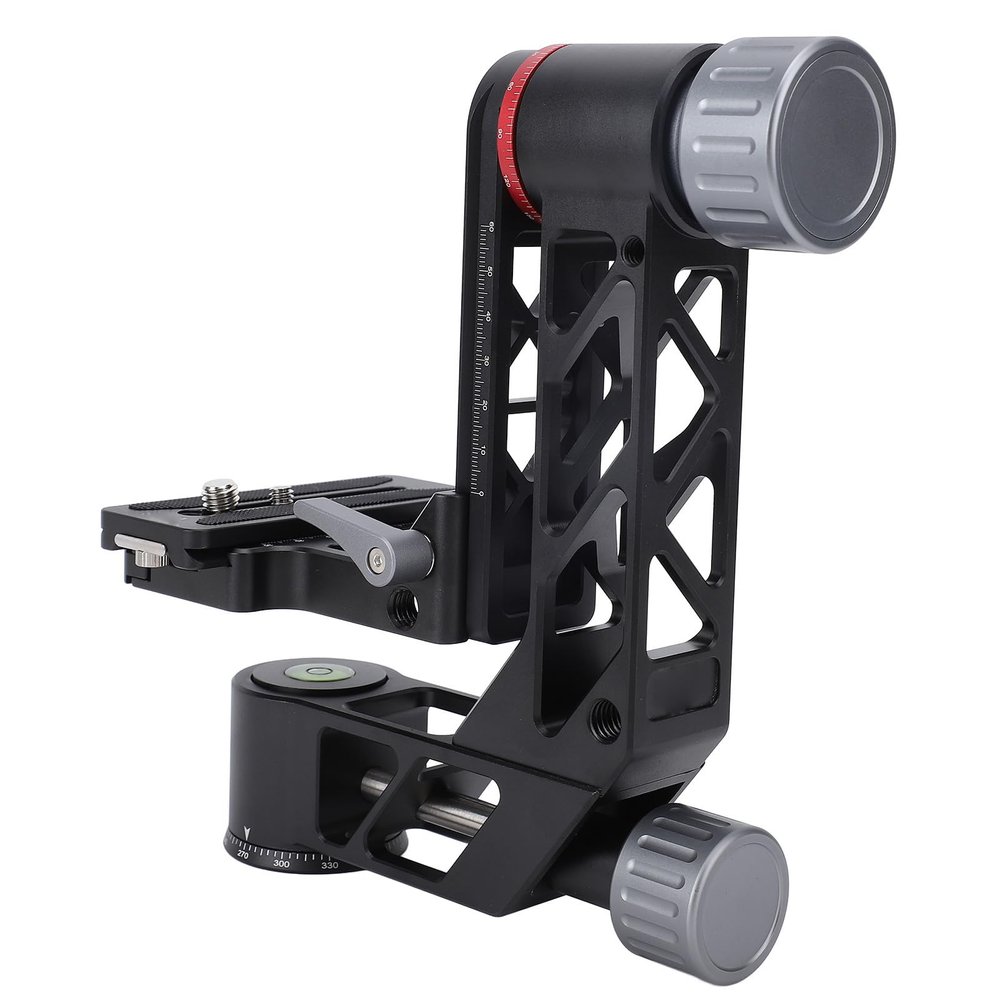 Heavy Duty Tripod Gimbal Head, Aluminum Alloy 360 Panorama Gimbal with for Standard Quick Release Plate and Bubble Level, with 1/4 inch and 3/8 inch Screws