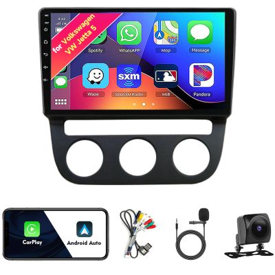 Car Radio Stereo for Volkswagen VW Jetta 5 2005-2010, Android 13, 9" IPS Touch Screen Upgrade Dash Kit with CarPlay & Android Auto, GPS Navigation DSP SWC 5G WiFi Camera C_8CORE 8+256GB