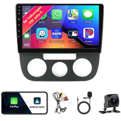 Car Radio Stereo for Volkswagen VW Jetta 5 2005-2010, Android 13, 9" IPS Touch Screen Upgrade Dash Kit with CarPlay & Android Auto, GPS Navigation DSP SWC 5G WiFi Camera B_8CORE 4+64GB