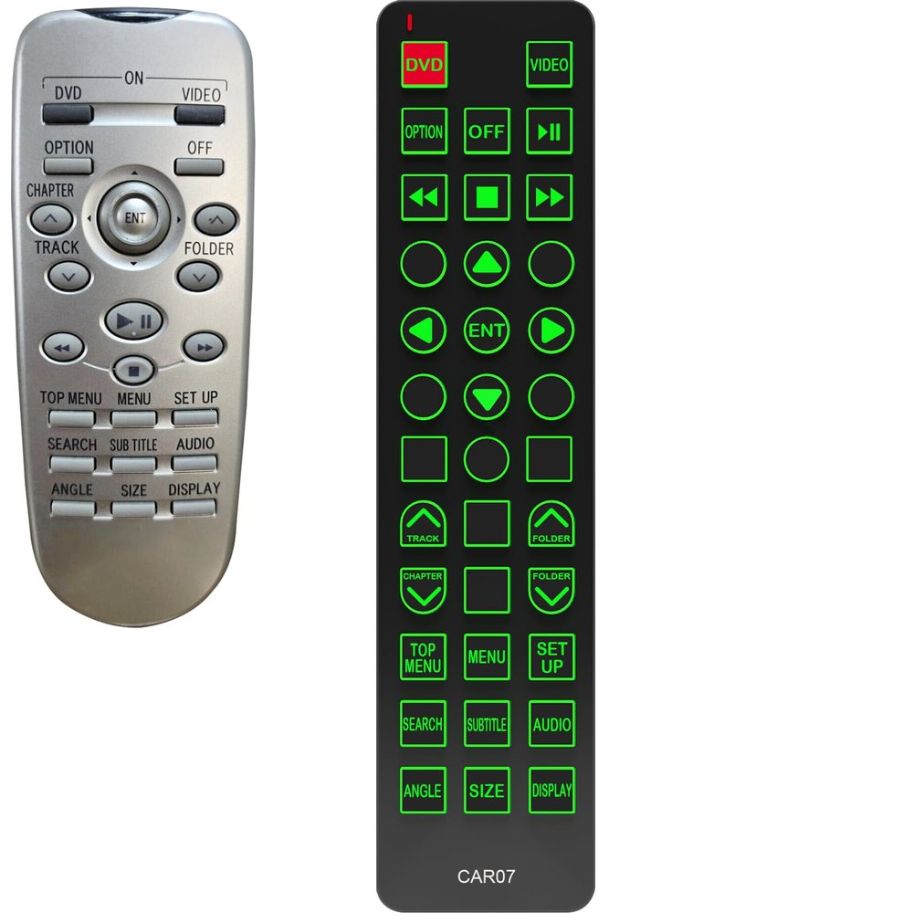 Replacement Remote Control for Toyota Sienna 2007, 2008, 2009, 2010, Rear Entertainment DVD System, with Backlit, Oversized Buttons