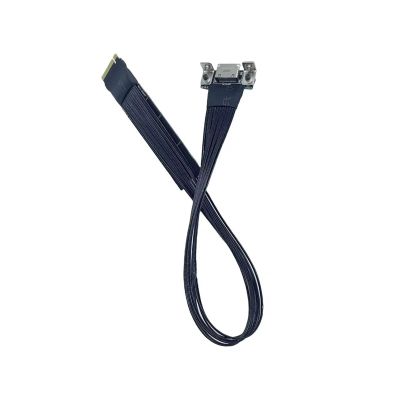 lowmountainswere Extension Cable M.2 to Oculink 4i Compatible with The M.2 Mkey NVME to SFF8611 Adapter Cable PCIe 4.0 X4 Gen4 Silver Plated Cable Compatible with The PC Desktop(15cm)