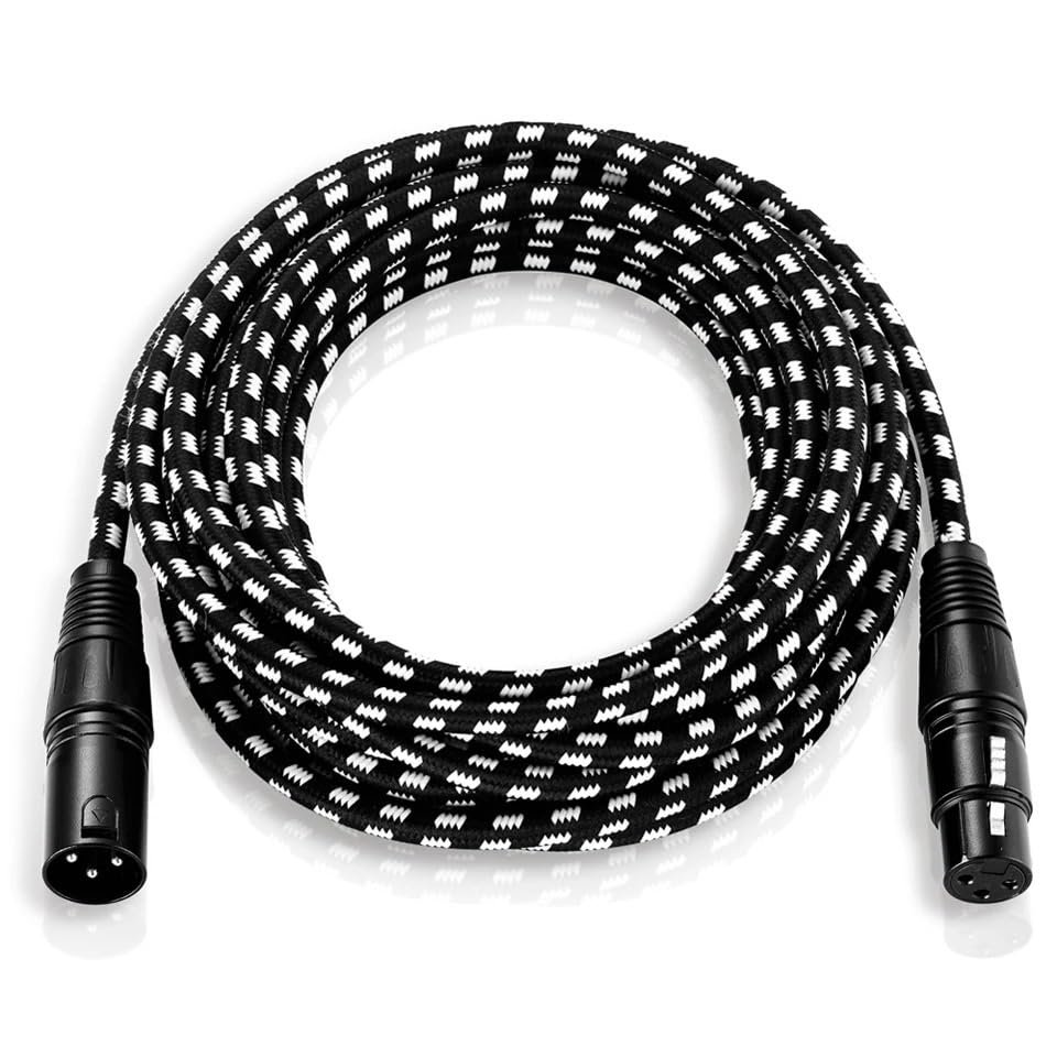 PINGANRUYI Fabric Braided XLR Cable Male to Female M/F 3 Pin Jack Multi-Shielded OFC Copper for Microphone Mixer 1m 2m 300cm 5m 10m 15m 20m(300cm 10ft)