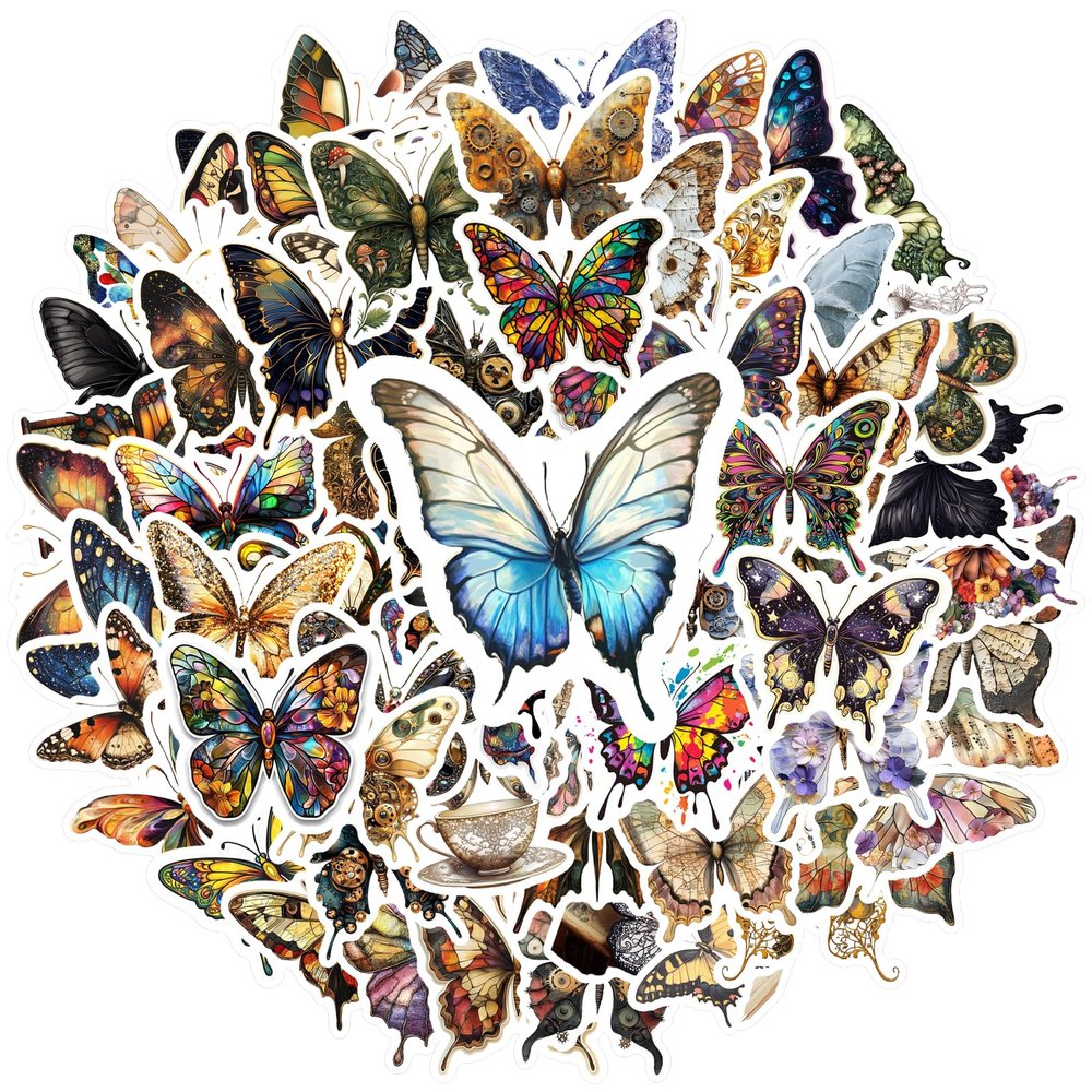 100Pcs Butterfly Stickers,Waterproof Butterfly Stickers Sticker for Water Bottle Laptop Phone Cases Planner Skateboard Luggage Helmet Party Favor Decor,Ideal for Adults Teens Teacher Rewards C3K811G