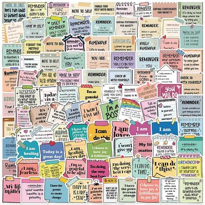 100PCS Self-Affirmation Motivational Stickers, Inspirational Quote Reminder Waterproof Stickers for Water Bottles Laptop Scrapbook, Positive Note Aesthetic Decals for Teens Adults Students