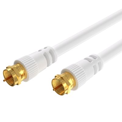 Cables Direct Online Pack of 2 x Coaxial Cables 100FT White Coax RG6 Male F Type Extension Wire Digital Audio Video for Indoor and Outdoor Satellite Dish Cable TV Antenna