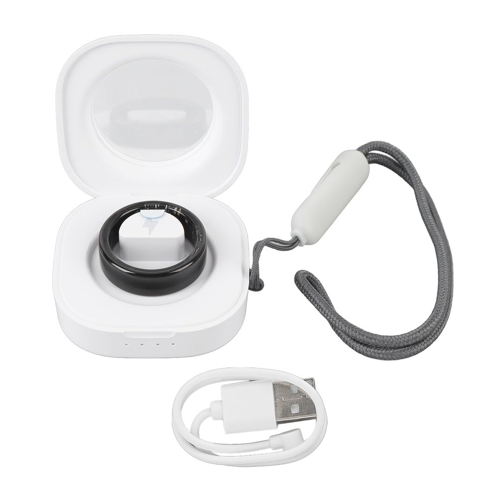 Smart Ring with Charging Case, Fitness Tracker Ring with BT 5.0 & Multiple Sports Mode, Anillo Inteligente with Steps Counter, Calorie Burn, and Sleep Monitoring (Black) (7#) (8#) (9#) (10#) (11#)