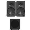 Kanto ORA4MB Pro Audio Bluetooth Desktop Speakers - Matte Black Pair with a SUB8VMB Sealed Powered 8" Subwoofer - Vinyl Black (2024) view 1