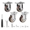 QXCIVR 4 Pcs Caster Wheels Furniture Castor Wheels TPR Rubber Flat Bottom Cartwheels Universal Swivel Wheels for Shopping Carts Trolley(2 Fixed 2 Universal,1 inch) view 2