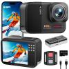 Euorosi 4K 60FPS 48MP WiFi Action Camera with Touch Screen, 50FT Underwater Waterproof Camera, No Case Needed, EIS Motorcycle Camera, 8X Zoom, 64GB Card, Remote Control, Batteries & Mounting Kits view 1