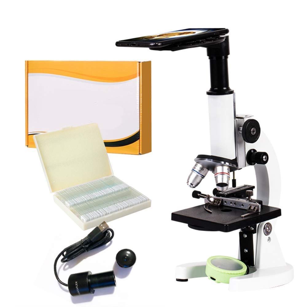50X-1600X Magnification Zoom HD 1080P 2 Compound Microscope 8 Adjustable LED Light Video Camera Microscope with 8G TF Card
