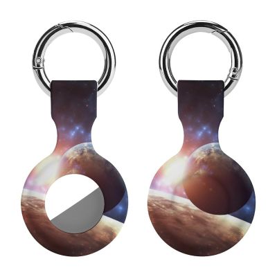 AirTags Holder,Planets in Space Background Pattern Apple Air Tag Holder Keychain,Cute Silicone AirTagss Case Cover with Metal Anti-Lost Keychain Ring,AirTags Keychain for Pets Luggage Wallet Backpacks