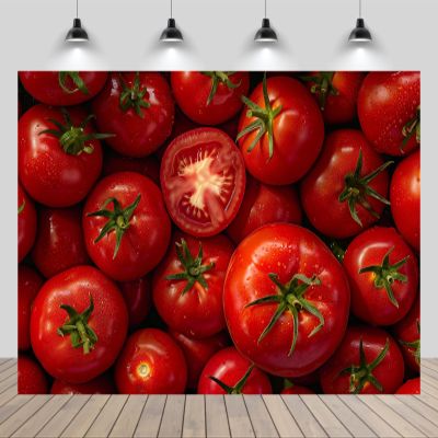 CHNYWORK 10ftx8ft Fresh Tomato Backdrop for Photography Organic Vegetable Red Tomatoes Background for Healthy Organic Themed Party Decorations Baby Shower Kids Birthday Banner Photo Booth Props