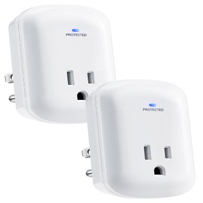 SURAIELEC Surge Protector, 1225J Wall Surge Protector Outlet with 900V VPR, 15A/1875W Ground Protected Light Indicator for TV, Fridge, Microwave, Garage, Computer, Workshop and Gaming Devices, 2 Pack