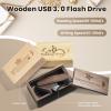 Custom Wood USB 3.0 Flash Drive with Wooden Box, Wedding Thumb Drive with Exquisite Linen Bag, Personalized Swivel USB Stick, Engraved Your Logo & Text for Graduation/Company/Photography (8GB 50Pcs) view 3