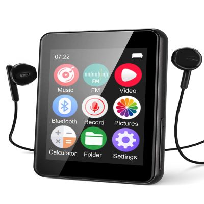 64GB MP3 Player with Bluetooth 5.3, Portable Music Player 2.4" Full Touchscreen with Speaker, FM Radio, Voice Recorder, E-Book (Earphones Included)