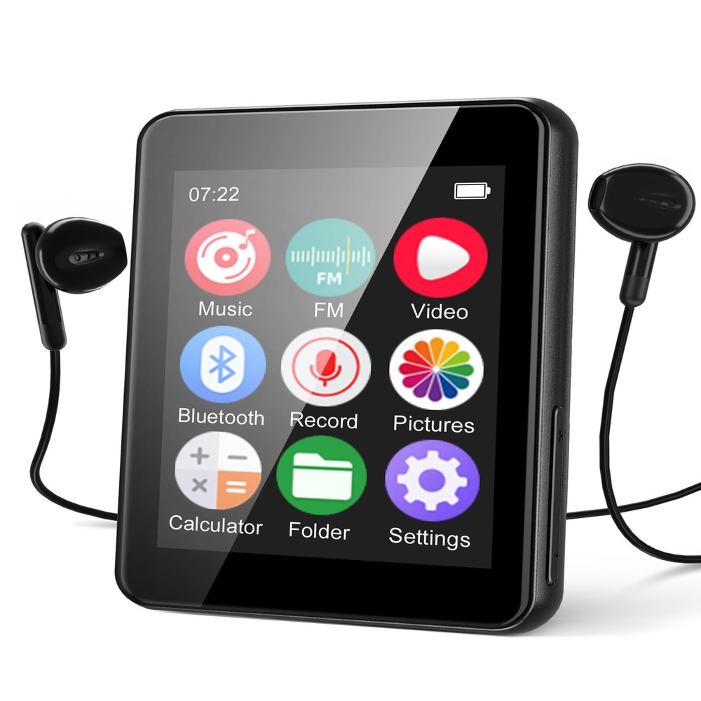64GB MP3 Player with Bluetooth 5.3, Portable Music Player 2.4" Full Touchscreen with Speaker, FM Radio, Voice Recorder, E-Book (Earphones Included)