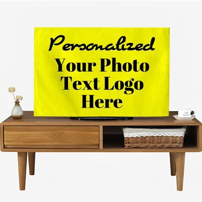 Jgksbqv Customized TV Dust Cover for Desktop & Hanging LCD LED Design Your Own Add Photo Text Logo Decoration Living Room, 60", Yellow