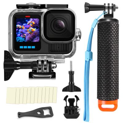 BO&DQQ 196FT/60M Waterproof Case Compatible with Go Pro Hero 13/12/11/10/9 Black,Protective Underwater Snorkeling Diving Housing with Cameras Handle Mount Accessories Kit
