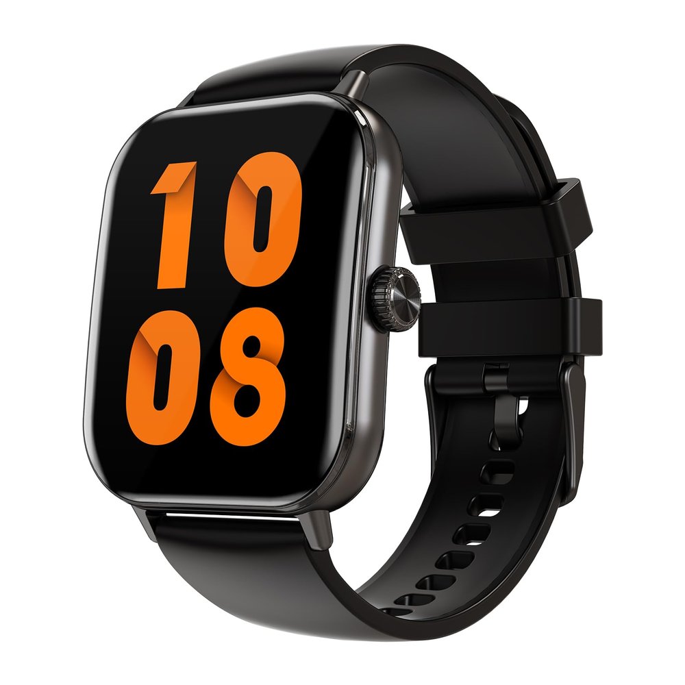 AIWR Peps 1S Smartwatch, Fitness Tracker with Heart Rate, SPO & Sleep Monitor, 1.96 AMOLED Touchscreen, Bluetooth Calls, 5ATM Swimming,Built-in GPS (Black)