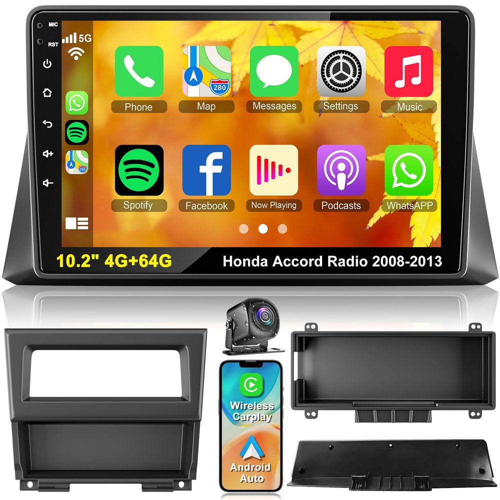 10.1" Android 15 Car Radio for Honda Accord 2008-2013, Wireless Carplay & Android Auto with IPS Touchscreen Stereo Support GPS/Backup Camera/Steering Wheel Control/FM Radio/EQ