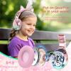 QearFun Kids Unicorn Bluetooth Headphones, 60H Playtime, 74/85/94dB Safe Volume Limit, Metallic Gradient Wireless Headset with Mic, Fast Charging, Foldable, Wired Mode for Girls School/Tablet/Travel view 3