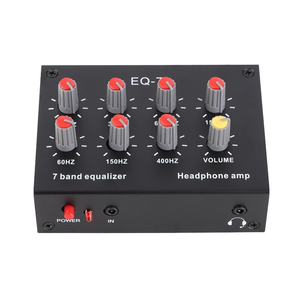 7 Band Sound Equalizer, 12dB High Bass Adjustment Dual Channel Digital Equalizer, Precise Equalization Control 7 Band Sound Equalizer, with 3.5mmInput Interface