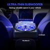 10" 800W Slim Under Seat Powered Car Subwoofer with Stereo Surround Sound & Blue LED Ambient Light, Slim Bass Built-in High to Low, for Car/Truck Audio Sub Built in Amplifier, High/Low Level Input view 2