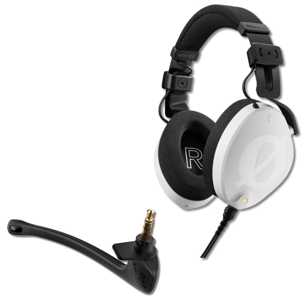 Rode NTH-100 White Professional Over-Ear Headphones with Rode NTH-MIC Microphone for NTH-100 Headphones