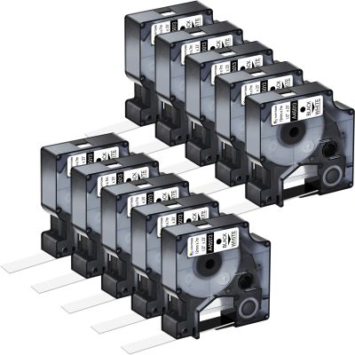 KCMYTONER 10 Pack Compatible for Dymo D1 45013 S0720530 Label Maker Tape Black on White 1/2 inch x 23 feet Label Tape for LabelPoint 100 150 200 250 300 350