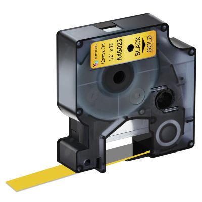 KCMYTONER 1 Pack Compatible for Dymo D1 45023 Label Maker Tape Black on Gold 1/2 inch x 23 feet Label Tape for LabelManager 100 110 120P 150 160 200 210D 220P 260