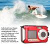 Underwater Digital Camera, Full HD 2.7K 48MP Water Proof Camera with Front Rear Selfie Dual Screen, 16x Digital Zoom, Camcorder for Travel Vlog (Red) view 2