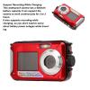 Underwater Digital Camera, Full HD 2.7K 48MP Water Proof Camera with Front Rear Selfie Dual Screen, 16x Digital Zoom, Camcorder for Travel Vlog (Red) view 3
