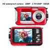 Underwater Digital Camera, Full HD 2.7K 48MP Water Proof Camera with Front Rear Selfie Dual Screen, 16x Digital Zoom, Camcorder for Travel Vlog (Red) view 4