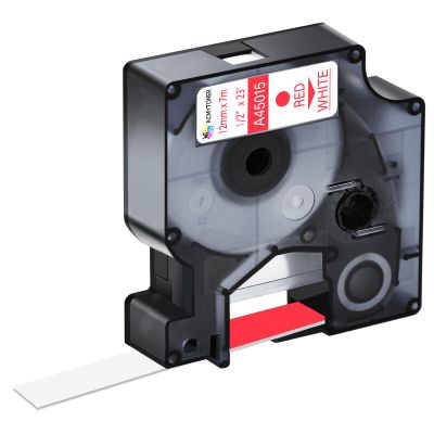 KCMYTONER 100 Pack Compatible for Dymo D1 45015 S0720550 Label Maker Tape Red on White 1/2 inch x 23 feet Label Tape for LabelPoint 100 150 200 250 300 350